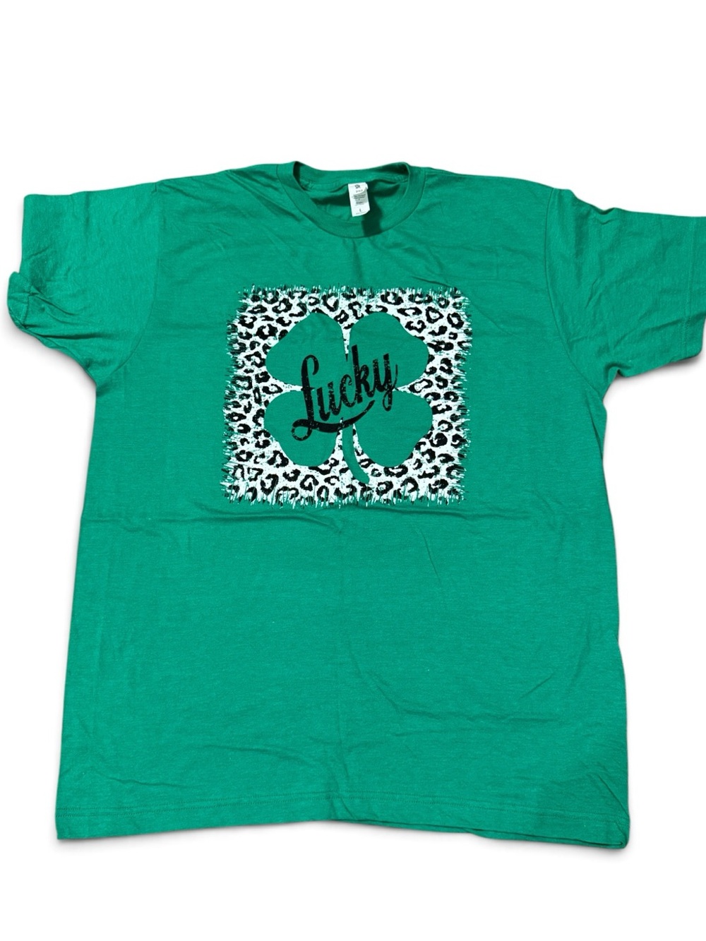 LUCKY shamrock cheetah print graphic T-shirt size Large